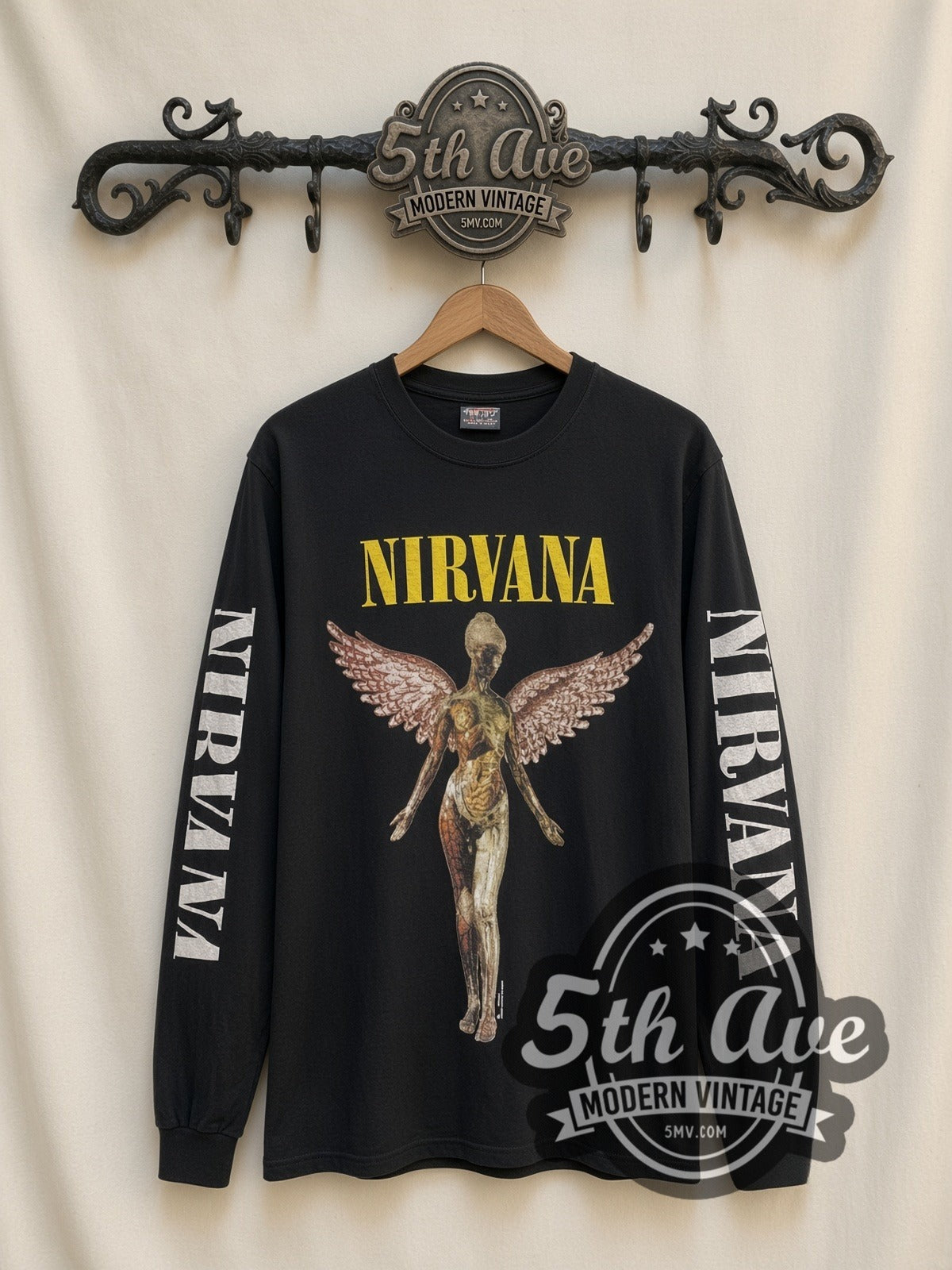 Nirvana In Utero Angel vintage band long sleeve t-shirt, front view on the 5MV rack