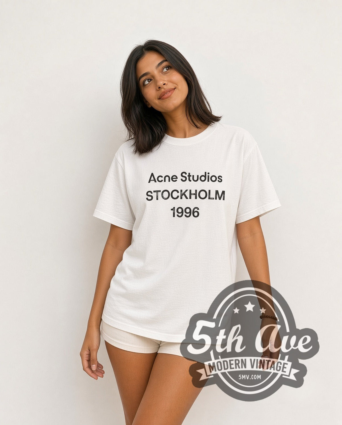 Model wearing the Acne Studios Stockholm 1996 vintage graphic tee