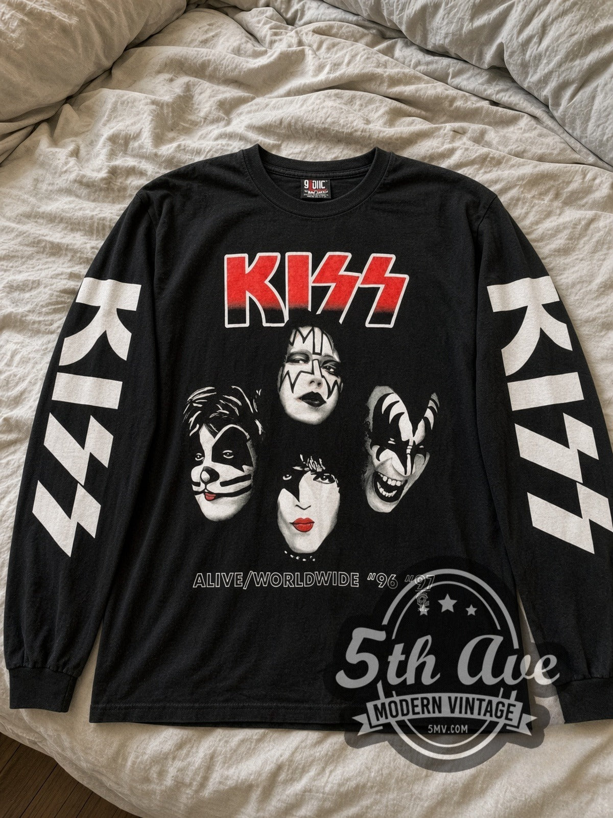 KISS Alive Worldwide 96-97 vintage band long sleeve tee laid flat