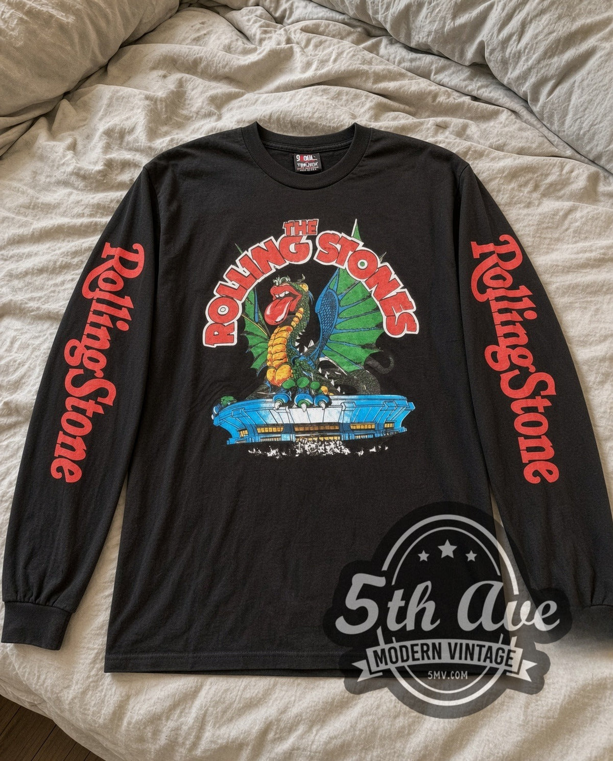 The Rolling Stones Dragon Stadium vintage band long sleeve tee laid flat