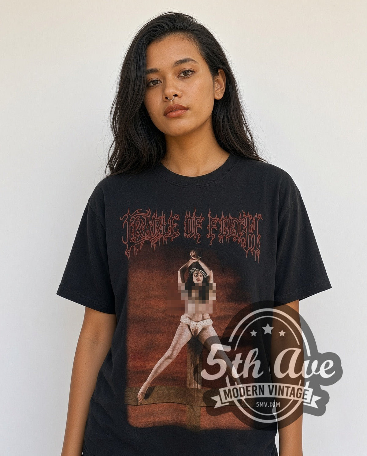 Model wearing the Cradle of Filth Desire Me Like Satan vintage band t-shirt