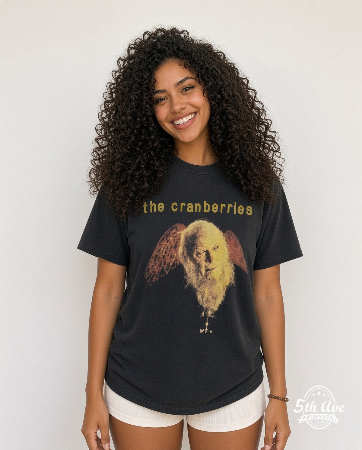 Model wearing The Cranberries No Need to Argue World Tour 95 vintage band t-shirt