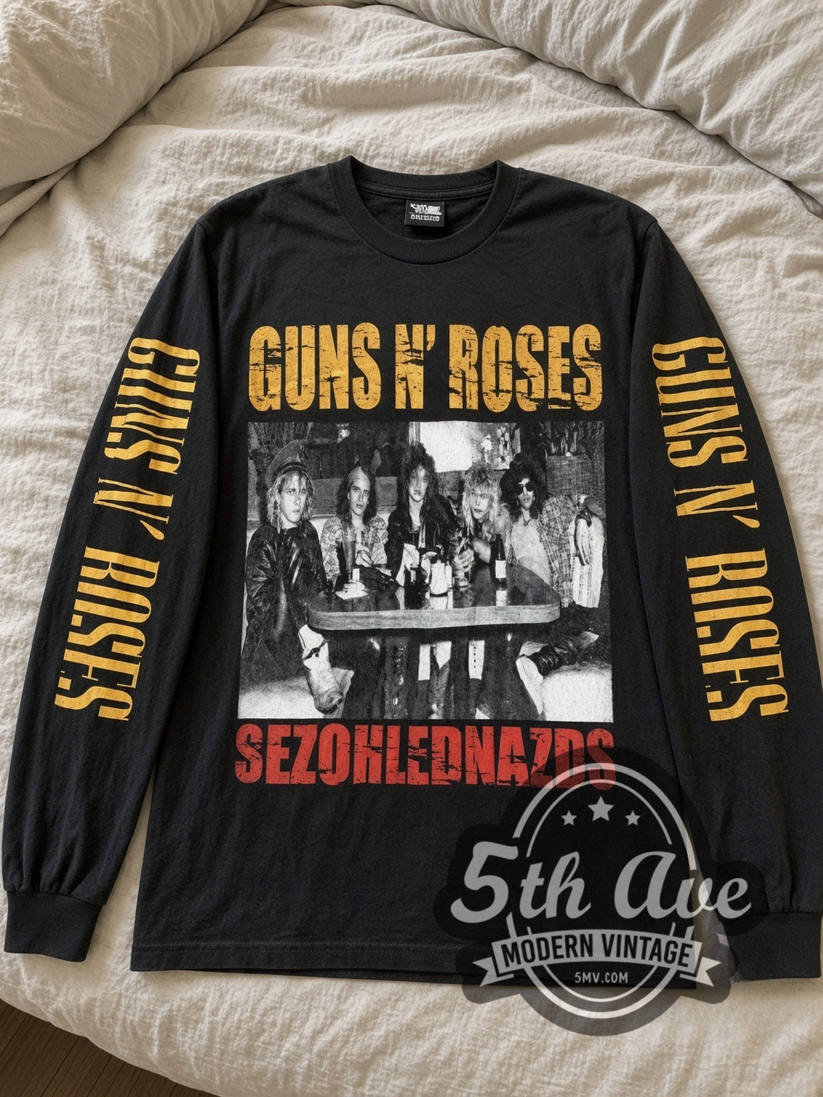 Guns N' Roses Band Table Photo vintage band long sleeve tee laid flat
