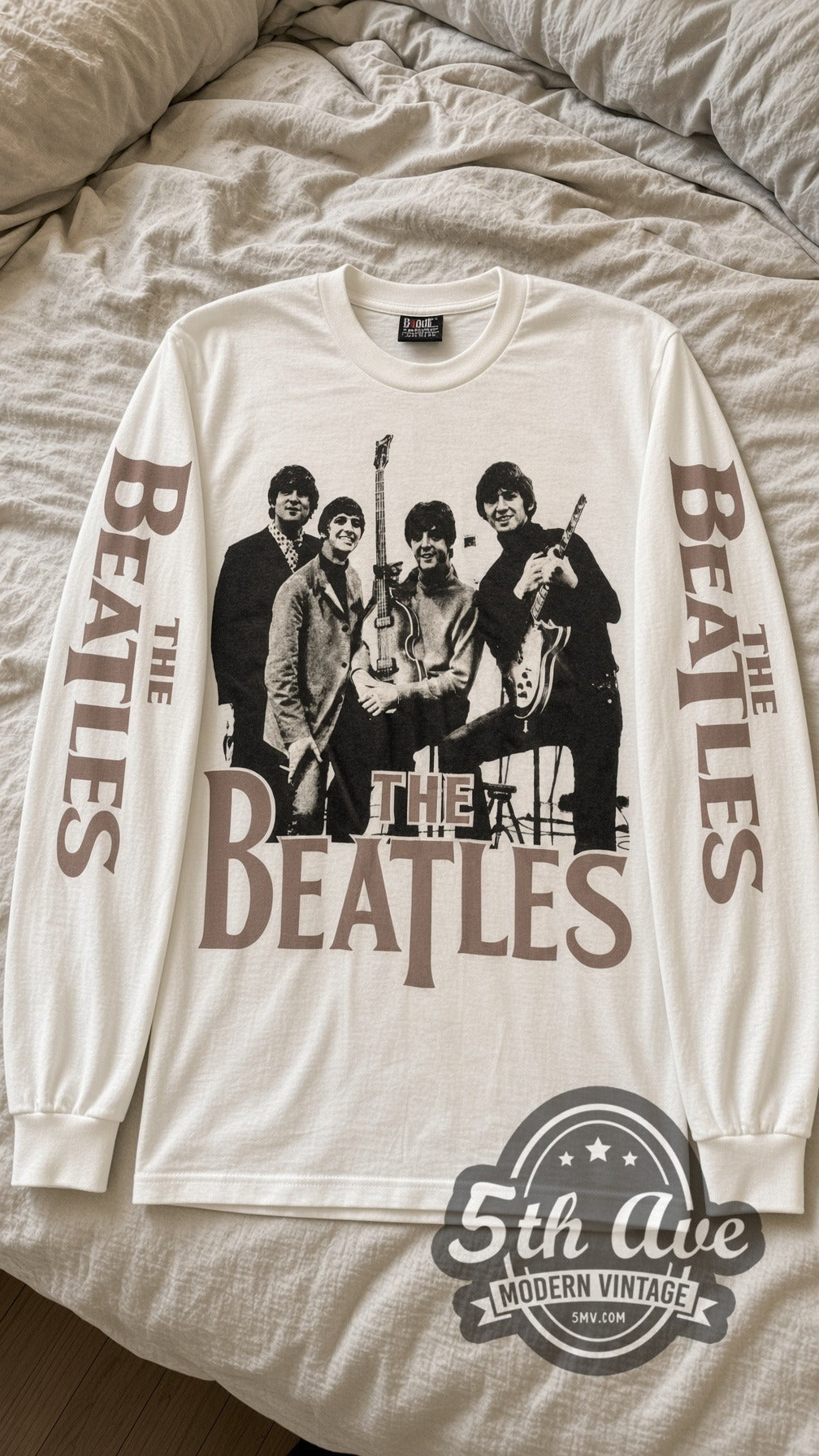 The Beatles Band Photo vintage band long sleeve tee laid flat