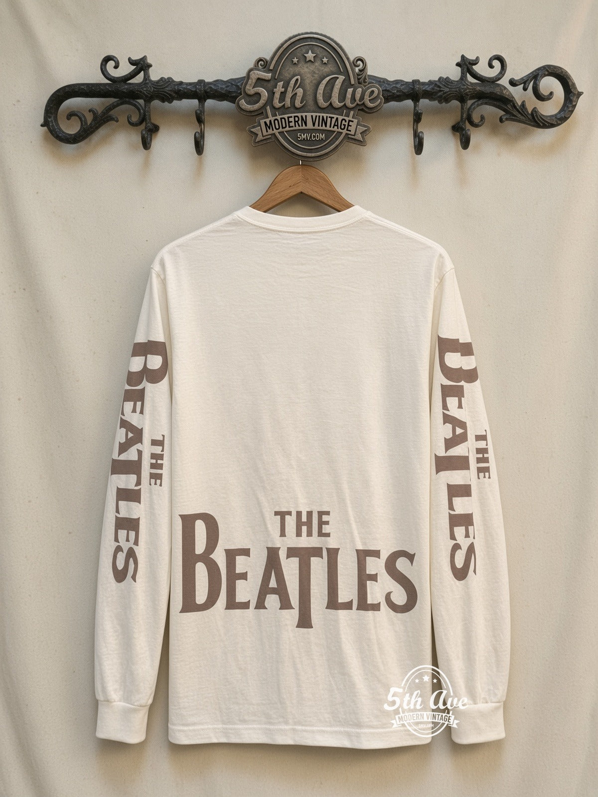 ETS LS 62 The Beatles Band Photo long sleeve vintage tee on rack, back