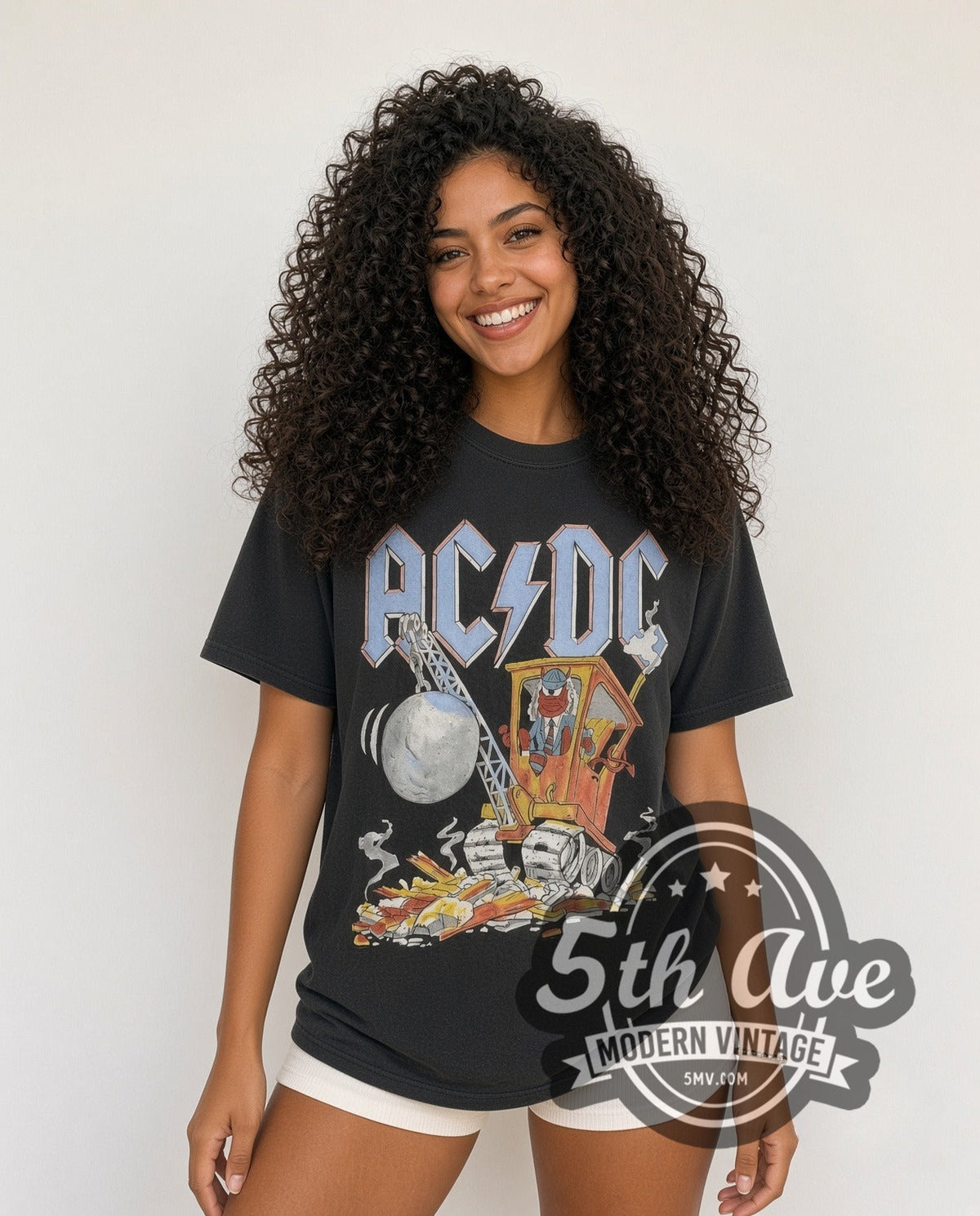 Model wearing the AC/DC Ballbreaker vintage band t-shirt in black