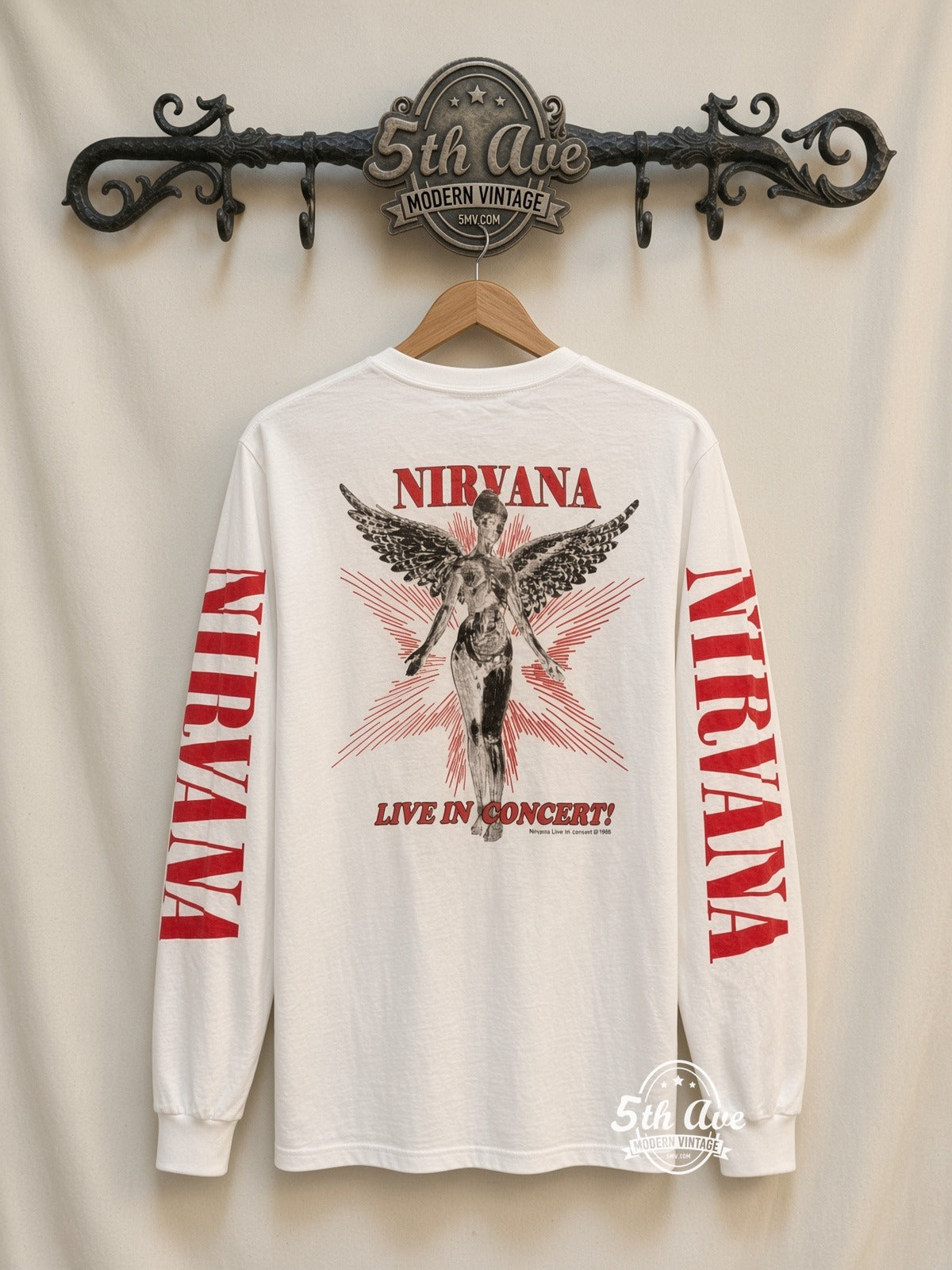 ETS LS 64 Nirvana In Concert long sleeve vintage tee on rack, back