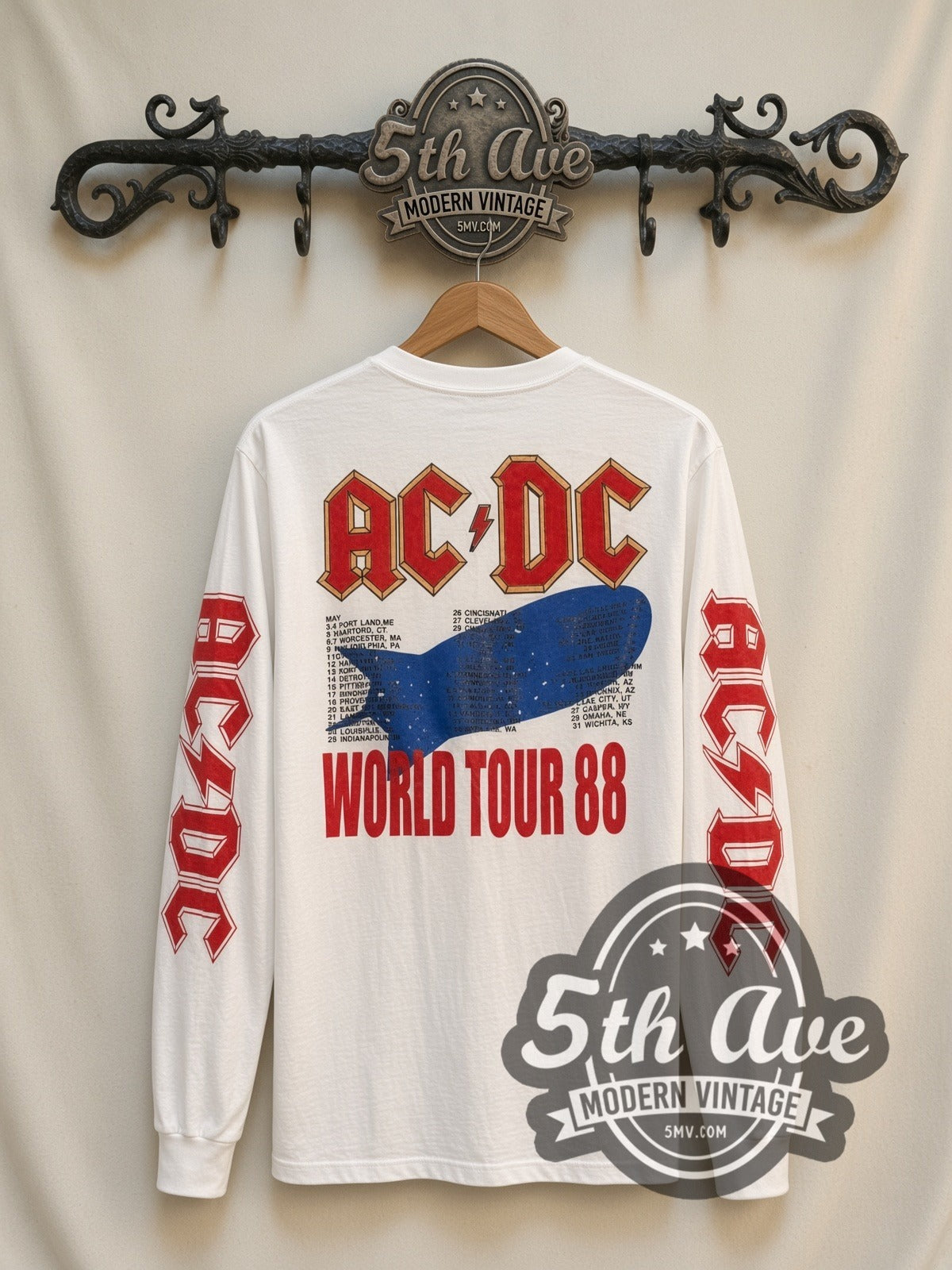 AC/DC Heatseeker vintage band long sleeve t-shirt, back view on the 5MV rack