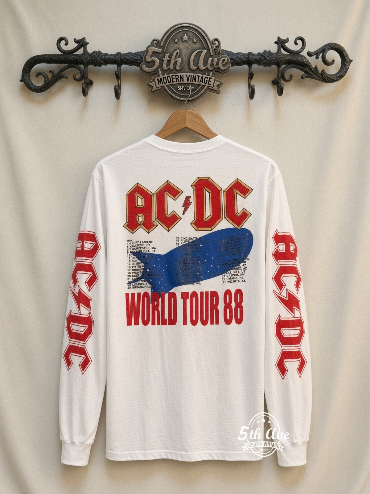 ETS LS 66 AC/DC Heatseeker long sleeve vintage tee on rack, back