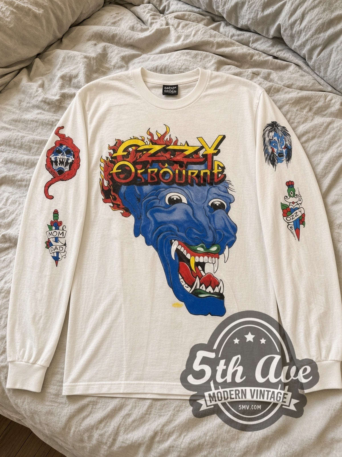 Ozzy Osbourne Blue Demon vintage band long sleeve tee laid flat