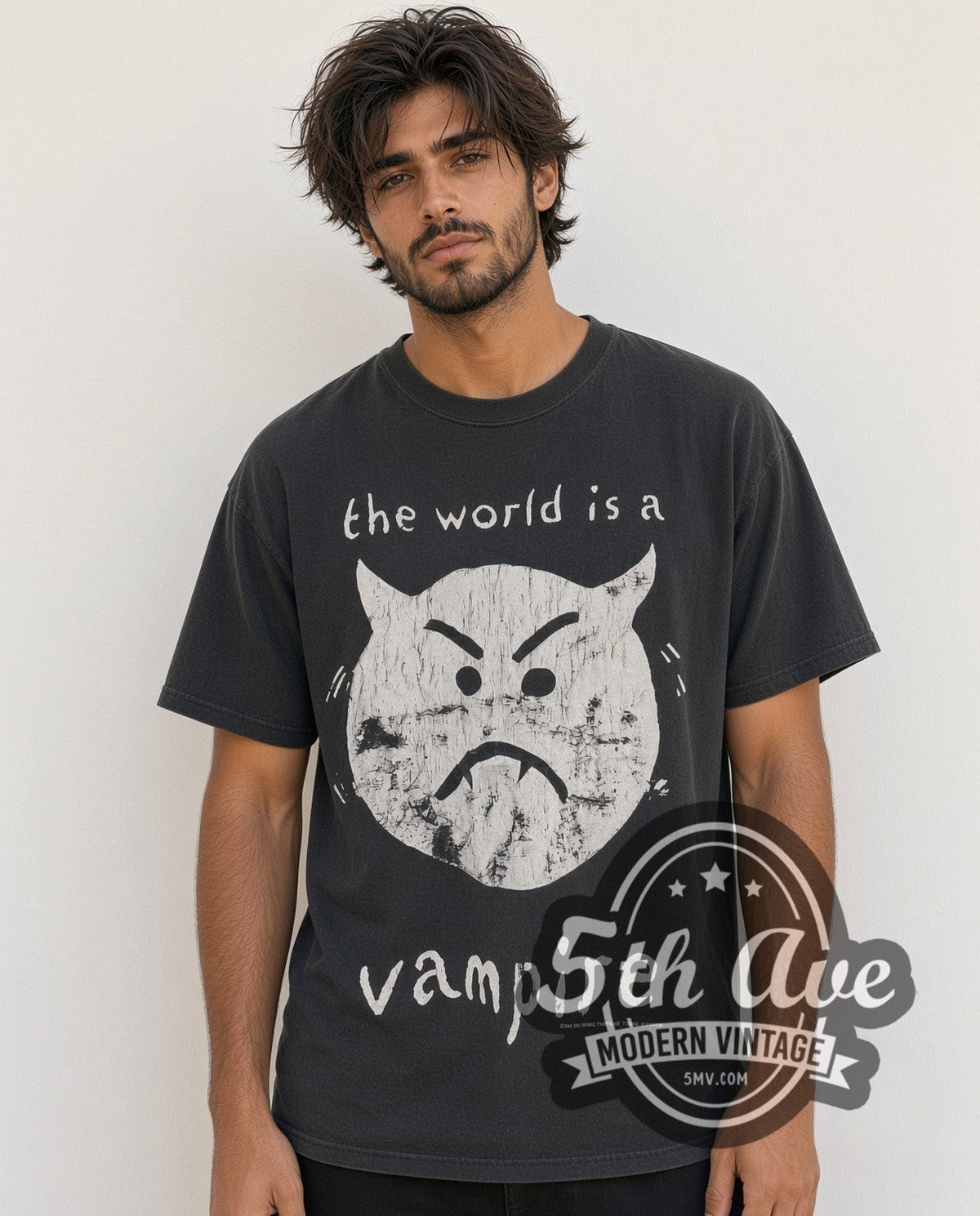 Model wearing The Smashing Pumpkins Bullet with Butterfly Wings Tour vintage band t-shirt in black