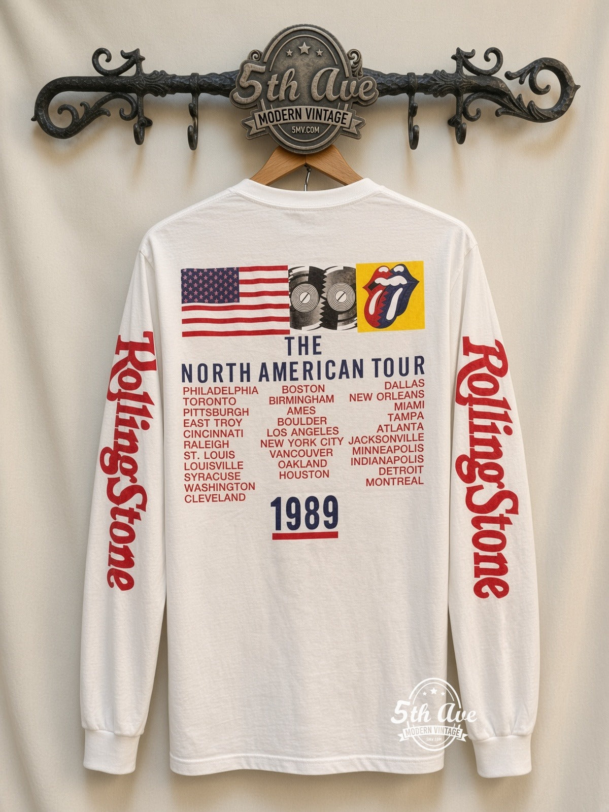 ETS LS 71 The Rolling Stones Red Tongue long sleeve vintage tee on rack, back