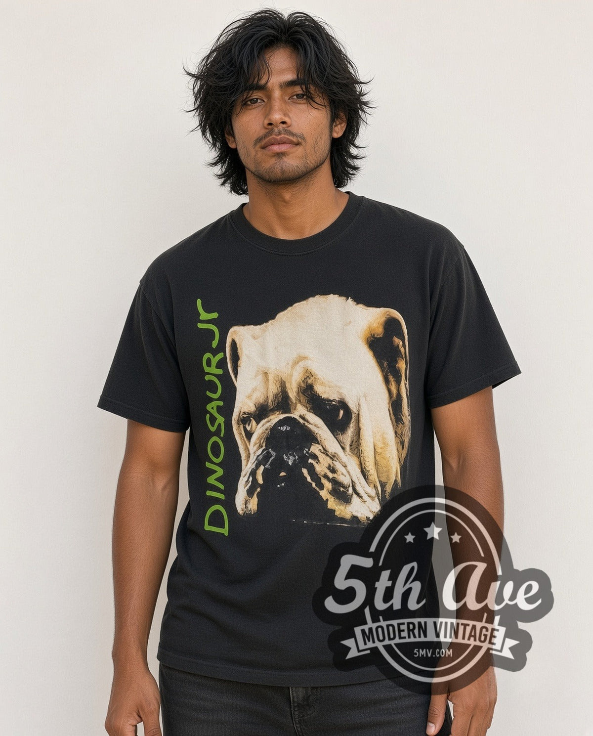 Model wearing the Dinosaur Jr. 'Whatever's Cool with Me' vintage band t-shirt