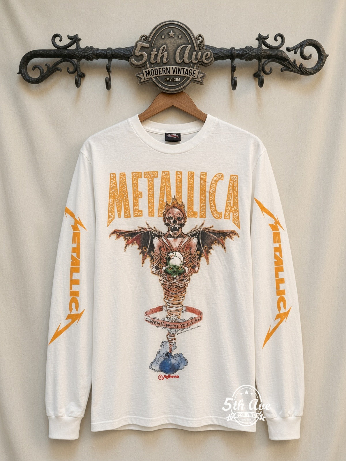 ETS LS 75 Metallica Careful What You Wish long sleeve vintage tee on rack, front