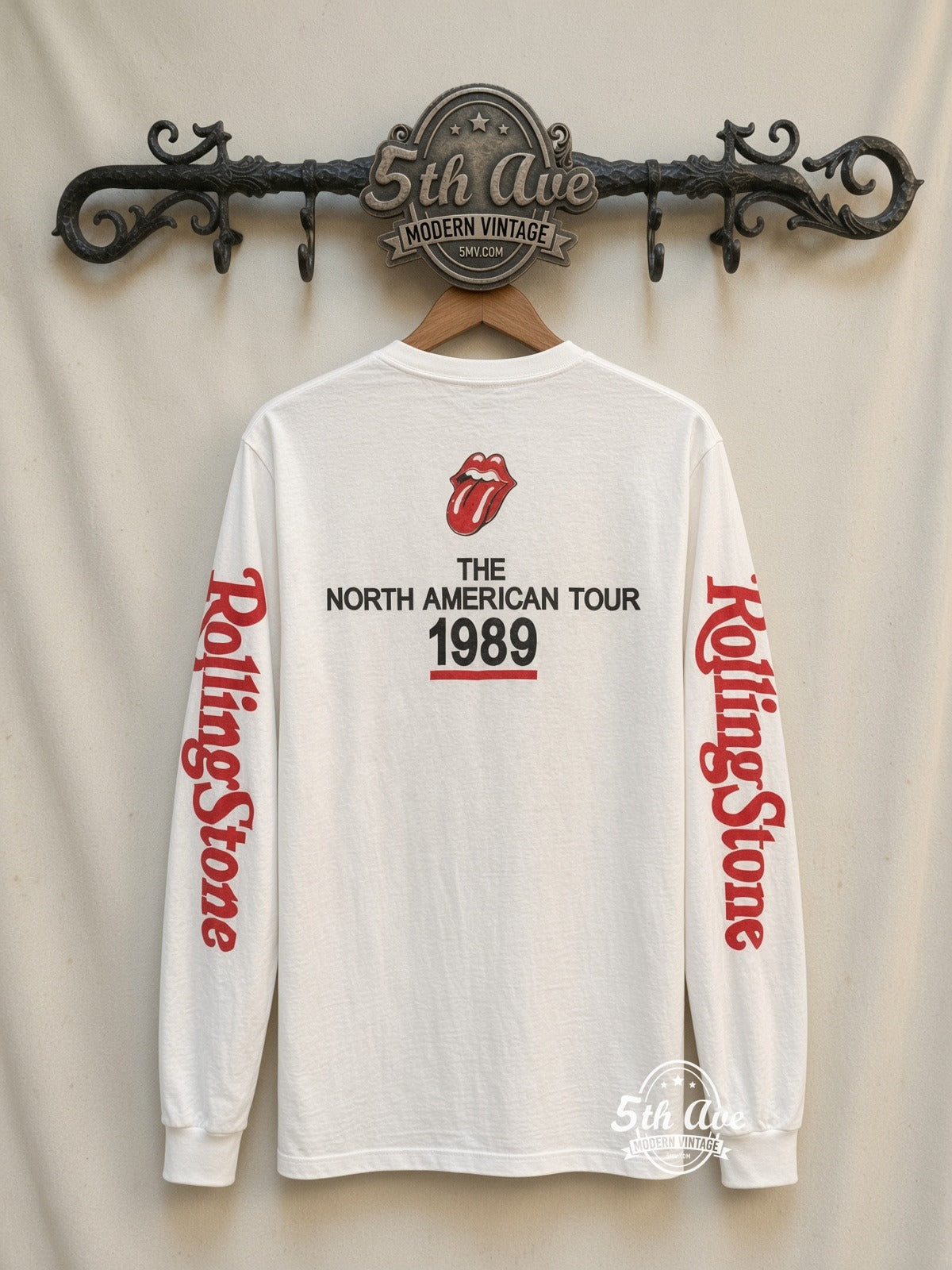 ETS LS 78 The Rolling Stones Steel Wheels Flag long sleeve vintage tee on rack, back