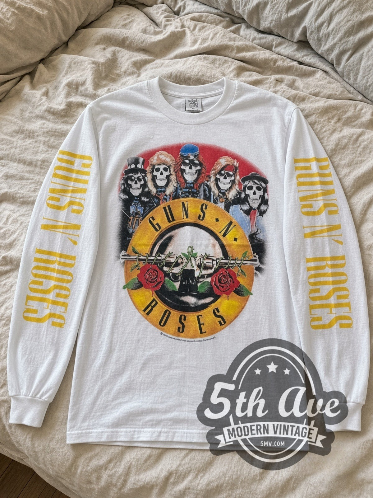 Guns N' Roses Skeleton Band vintage band long sleeve tee laid flat