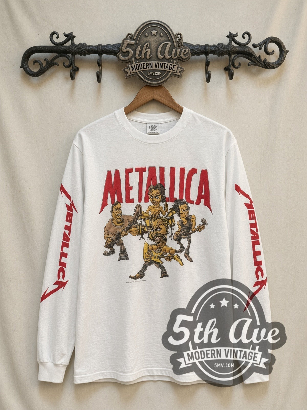 Metallica vintage band long sleeve t-shirt, front view on the 5MV rack