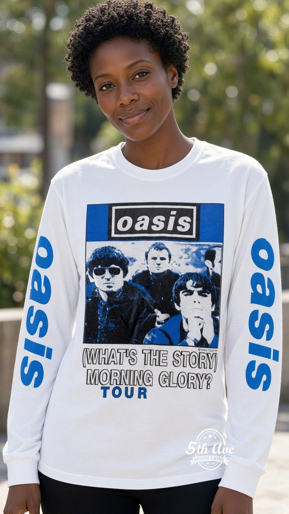 ETS LS 82 Oasis Morning Glory Tour long sleeve vintage tee worn by a model