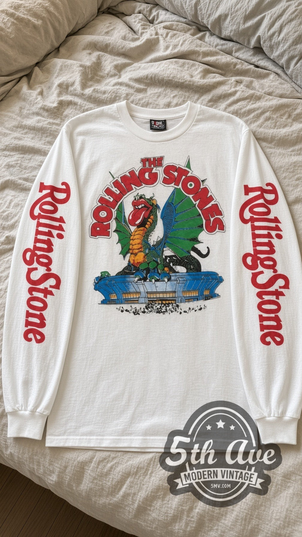 The Rolling Stones Dragon vintage band long sleeve tee laid flat