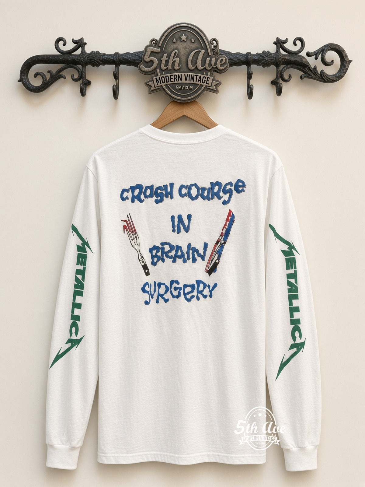 ETS LS 92 Metallica Crash Course long sleeve vintage tee on rack, back