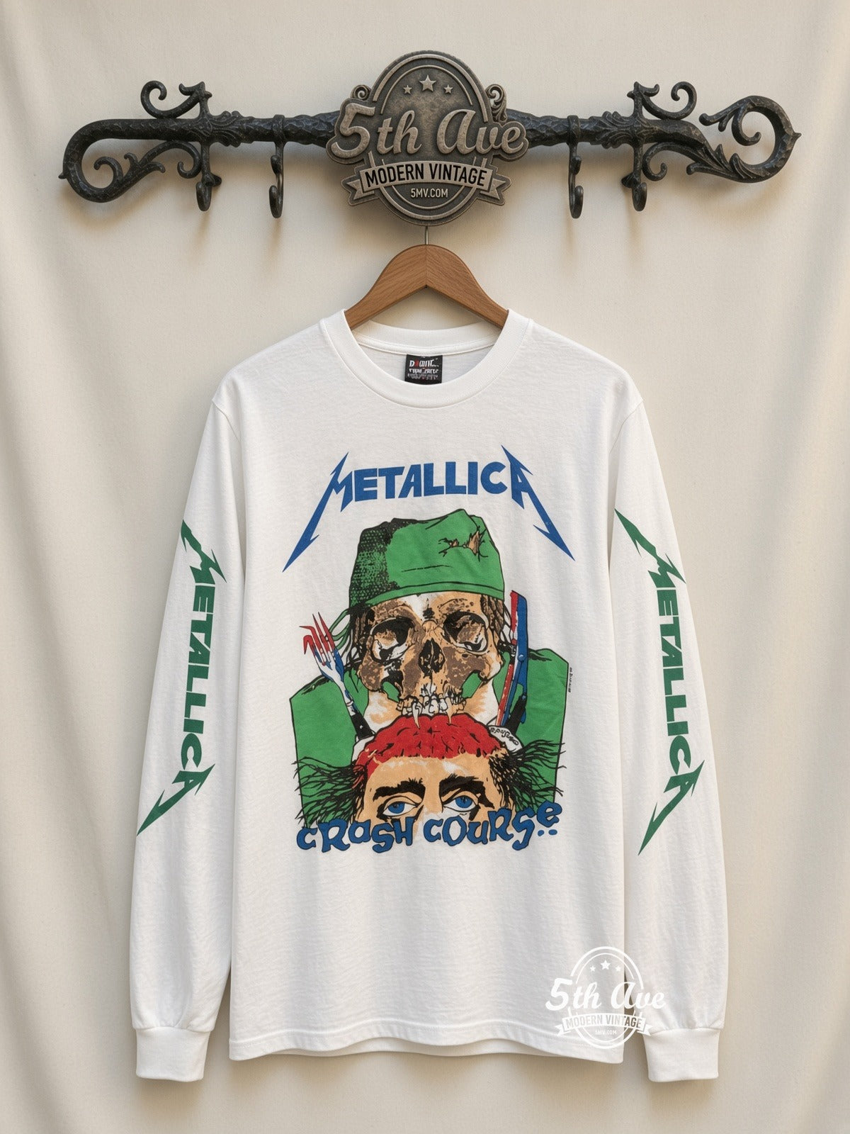 ETS LS 92 Metallica Crash Course long sleeve vintage tee on rack, front