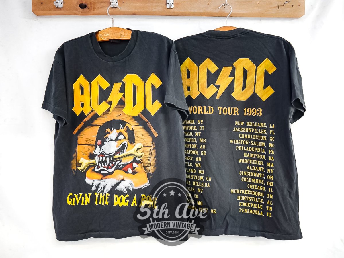 AC/DC 'Givin the Dog a Bone' World Tour 1993 - Vintage Reprint Band T-Shirt - Vintage Band Shirts