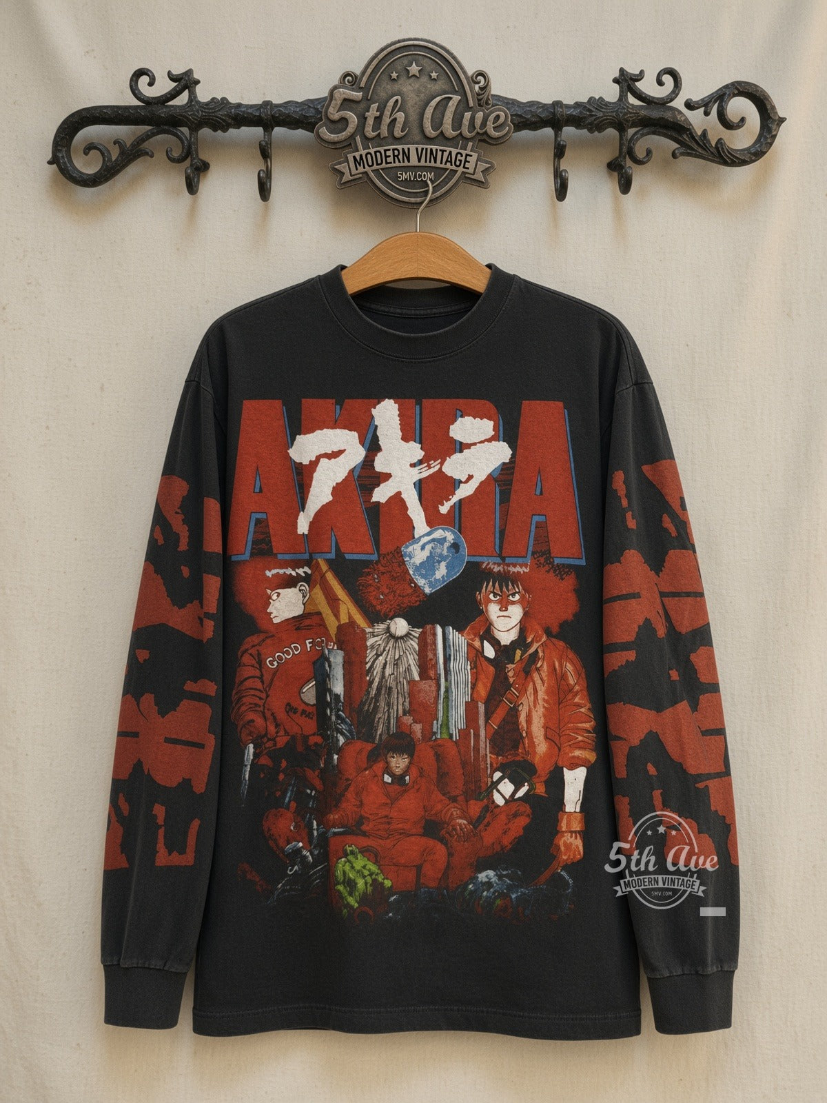 Akira Good for Health Bad for Education Pill Long Sleeve vintage anime tee front on cream 5th Ave rack