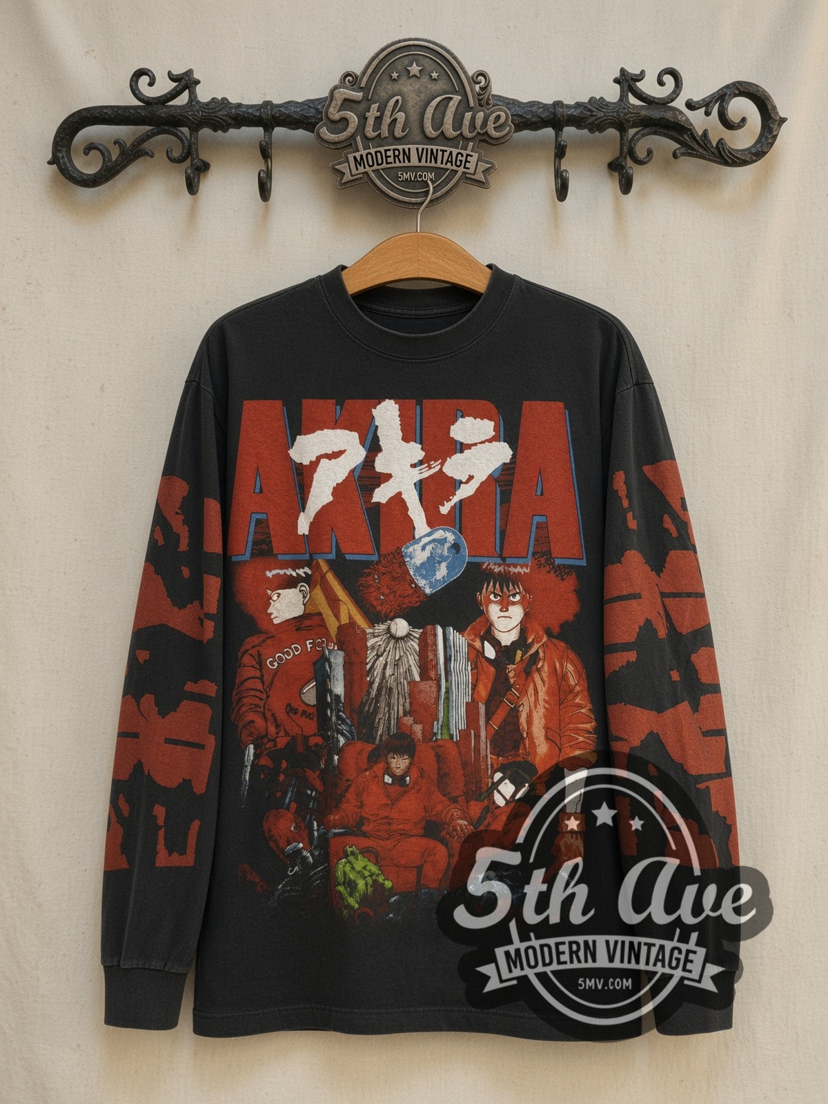 Akira Good for Health Bad for Education Pill Long Sleeve vintage anime tee front on cream 5th Ave rack