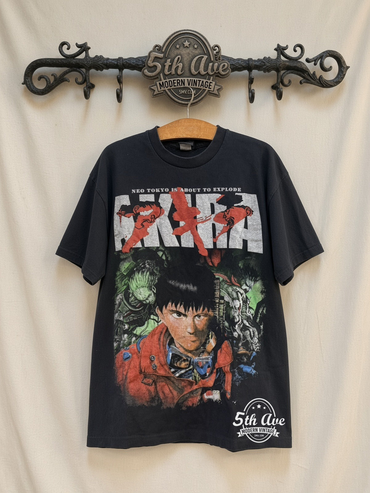 Akira Kaneda Neo Tokyo Explode Capsule Throne vintage anime t-shirt on rack