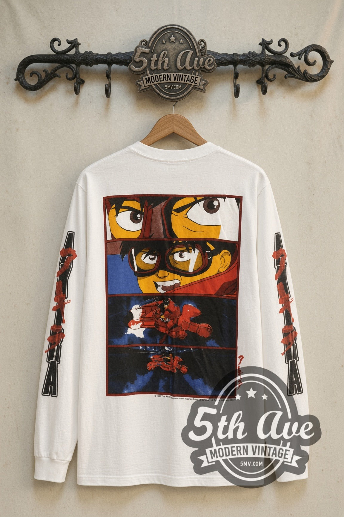 Back print of Akira Kaneda Red Bike & Panel Back long sleeve tee on 5th Ave rack