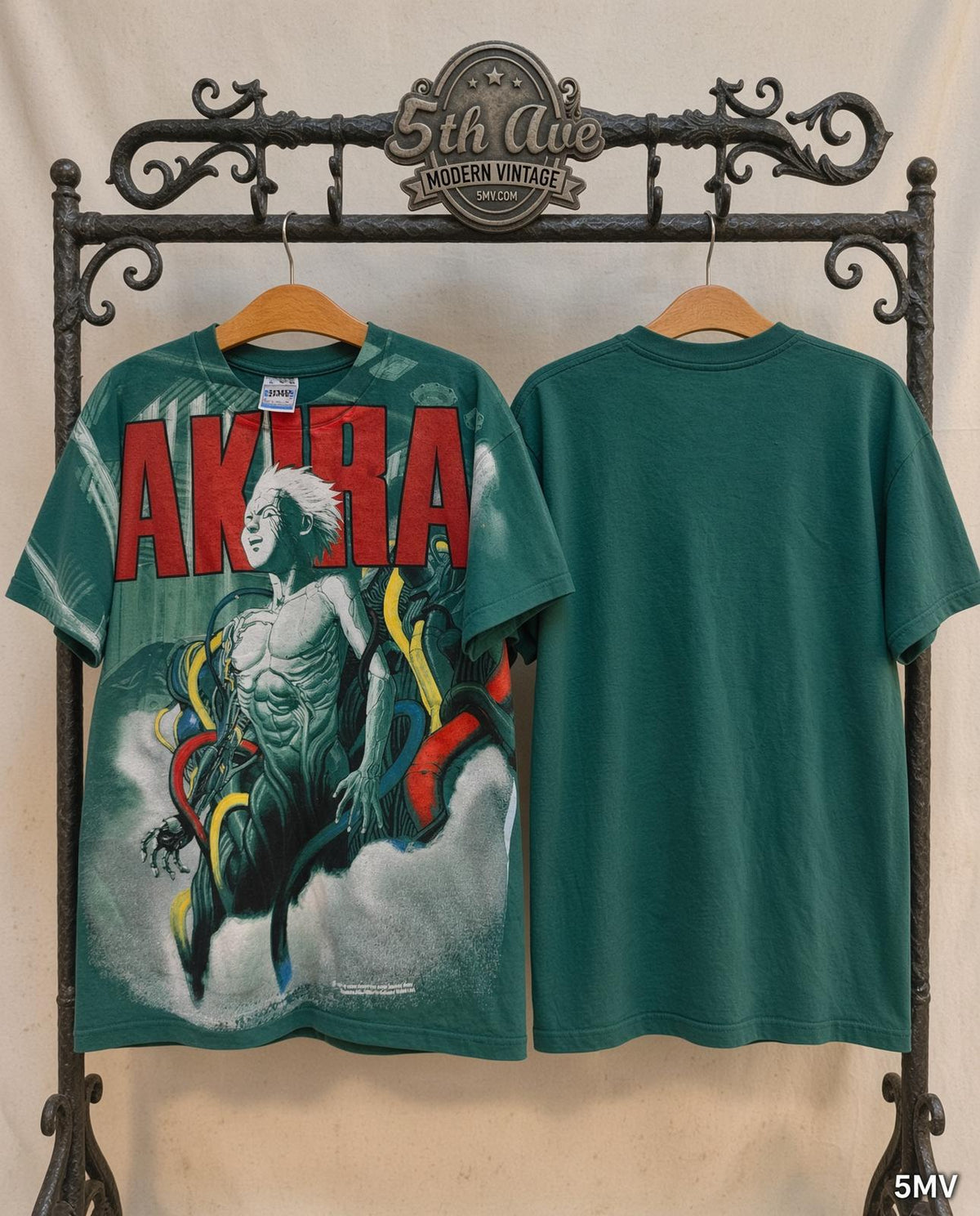 Akira Tetsuo overprint vintage anime t-shirt front and blank back on rack