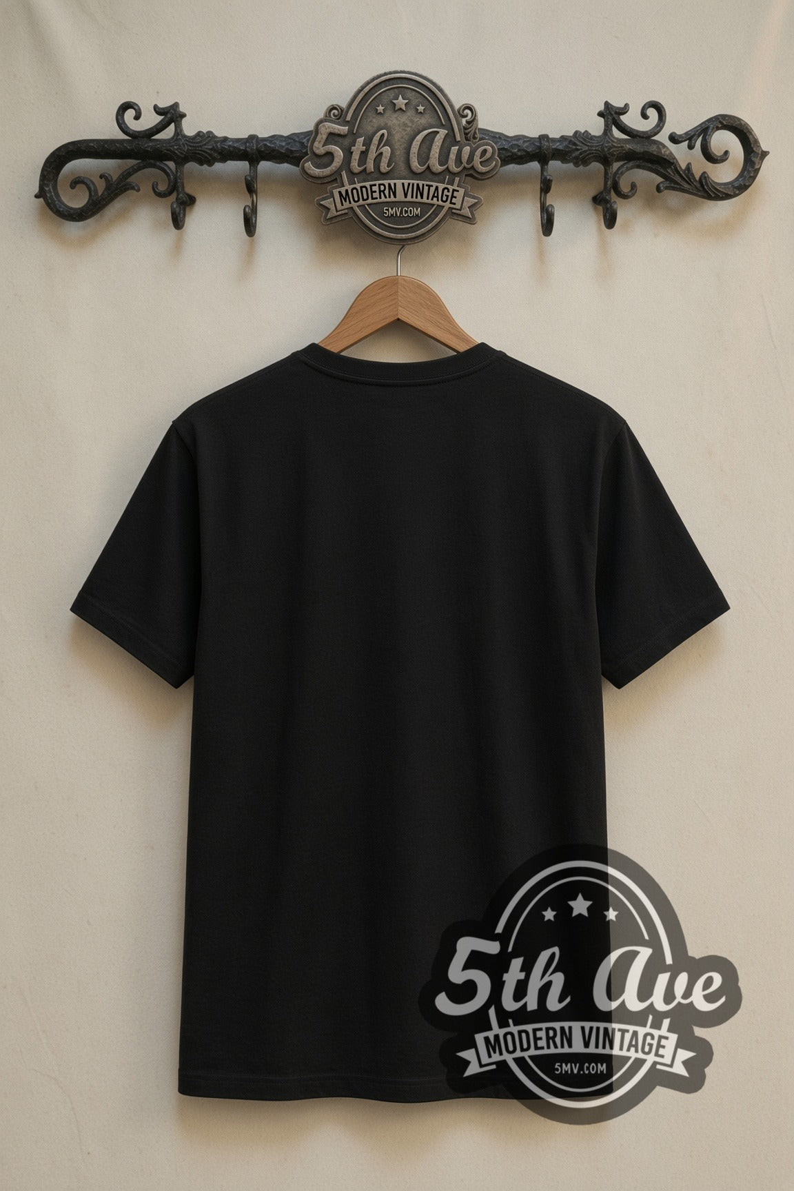 Plain black back of Avenged Sevenfold Skeleton in Barbed Wire double stitched tee on rack