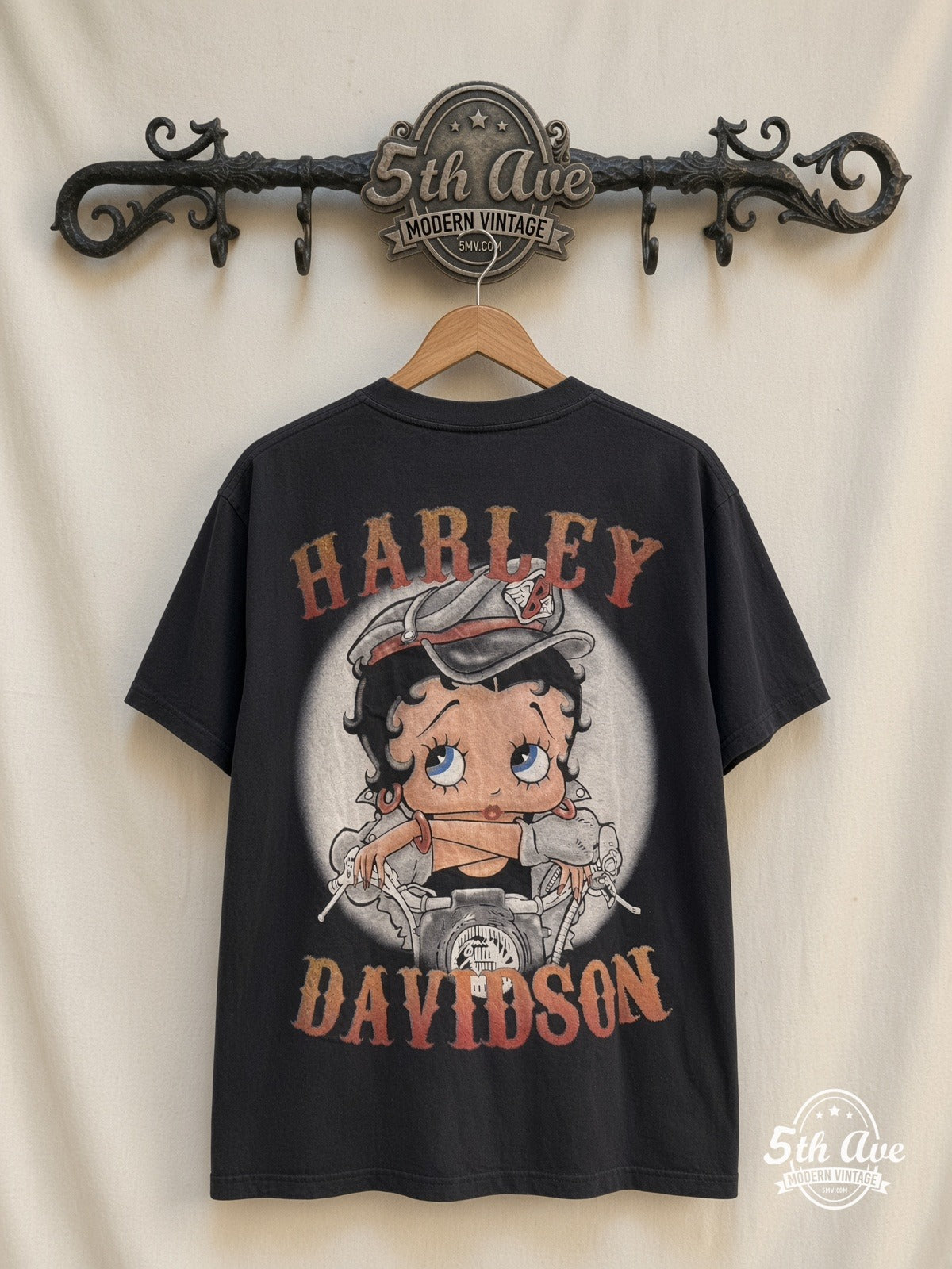 Betty Boop Boop On Wheels Harley-Davidson vintage t-shirt back on rack