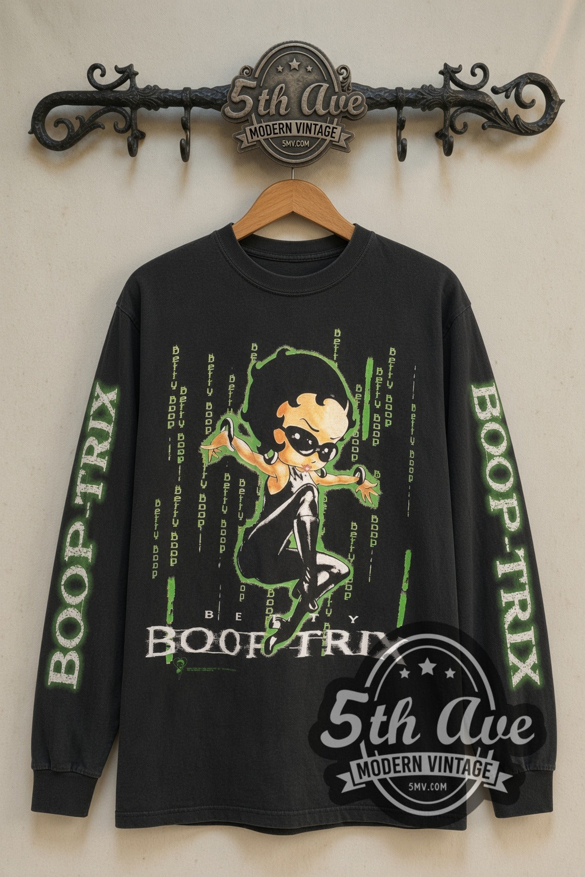 Betty Boop Boop-Trix Matrix Parody vintage cartoon tee front on 5th Ave iron rack