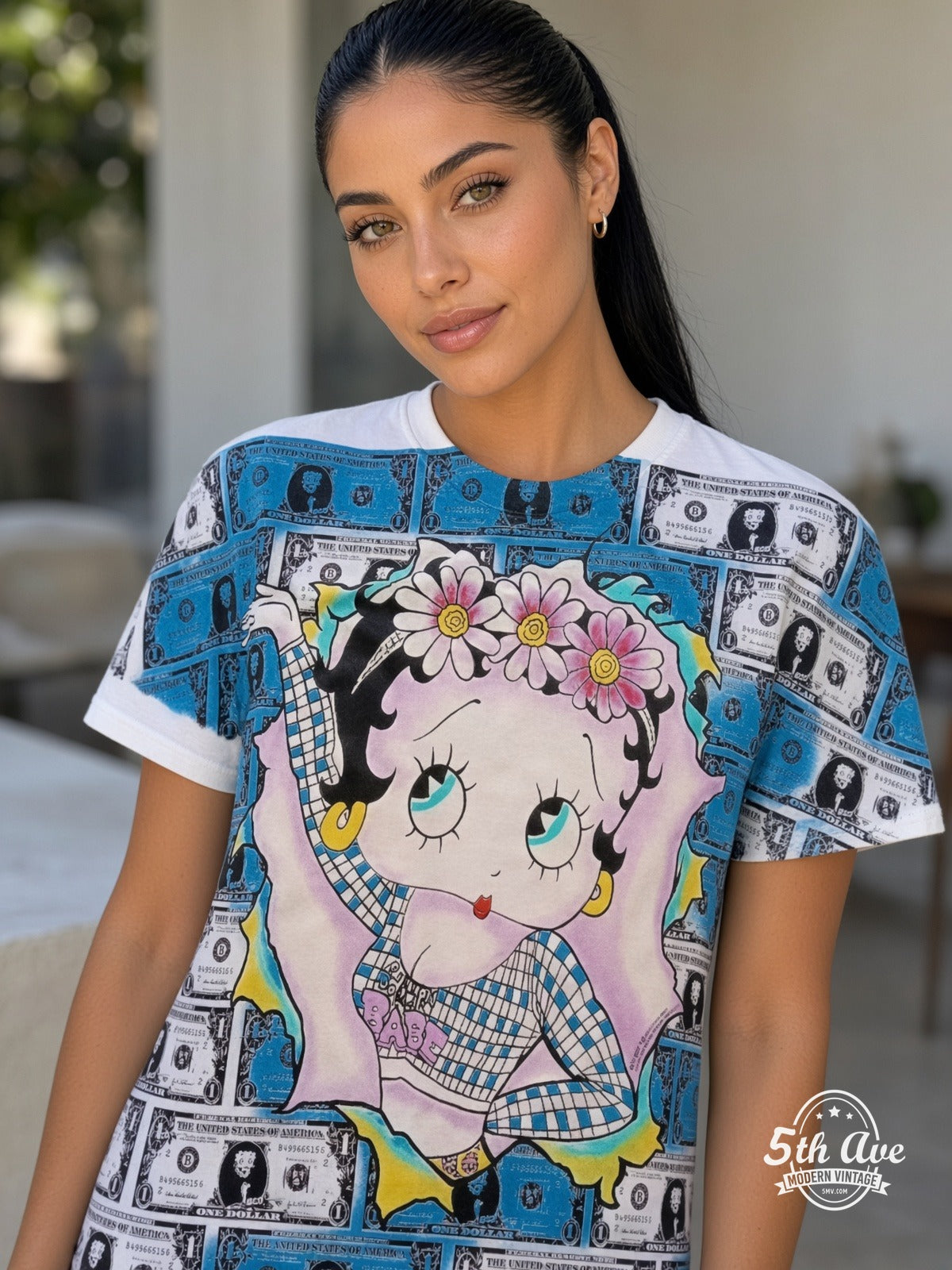 Betty Boop Betty Boop Hundred Dollar Bills vintage tee model wearing
