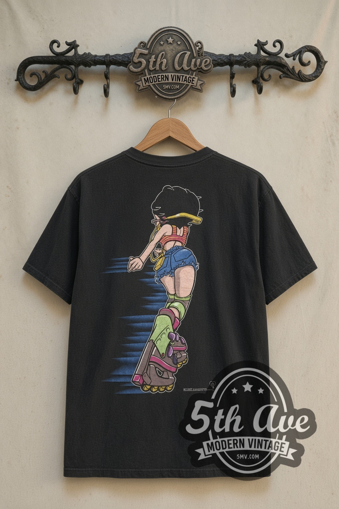 Betty Boop skating away print on graphic tee back on cream 5th Ave rack