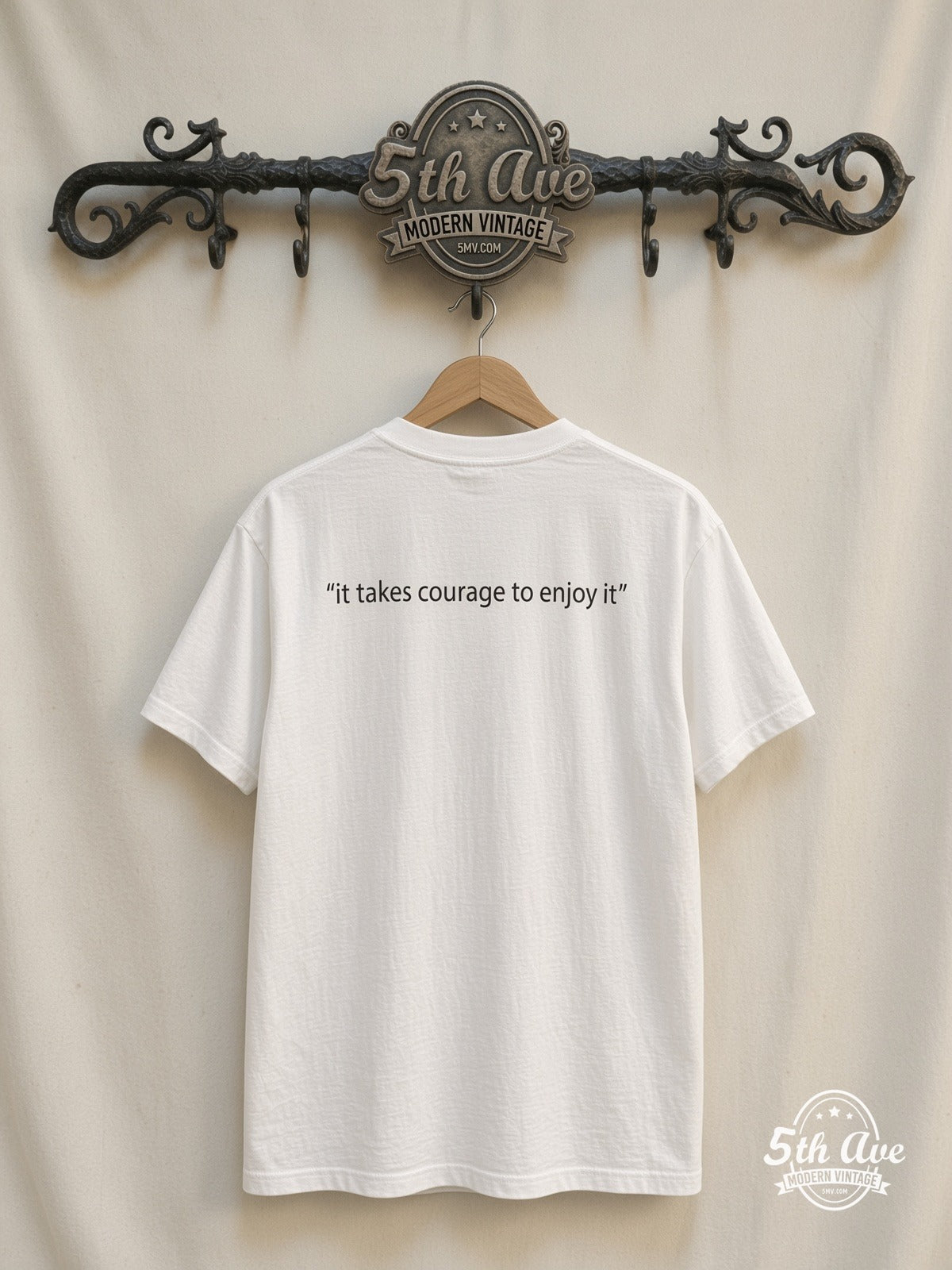 Björk It Takes Courage to Enjoy It vintage t-shirt back on rack