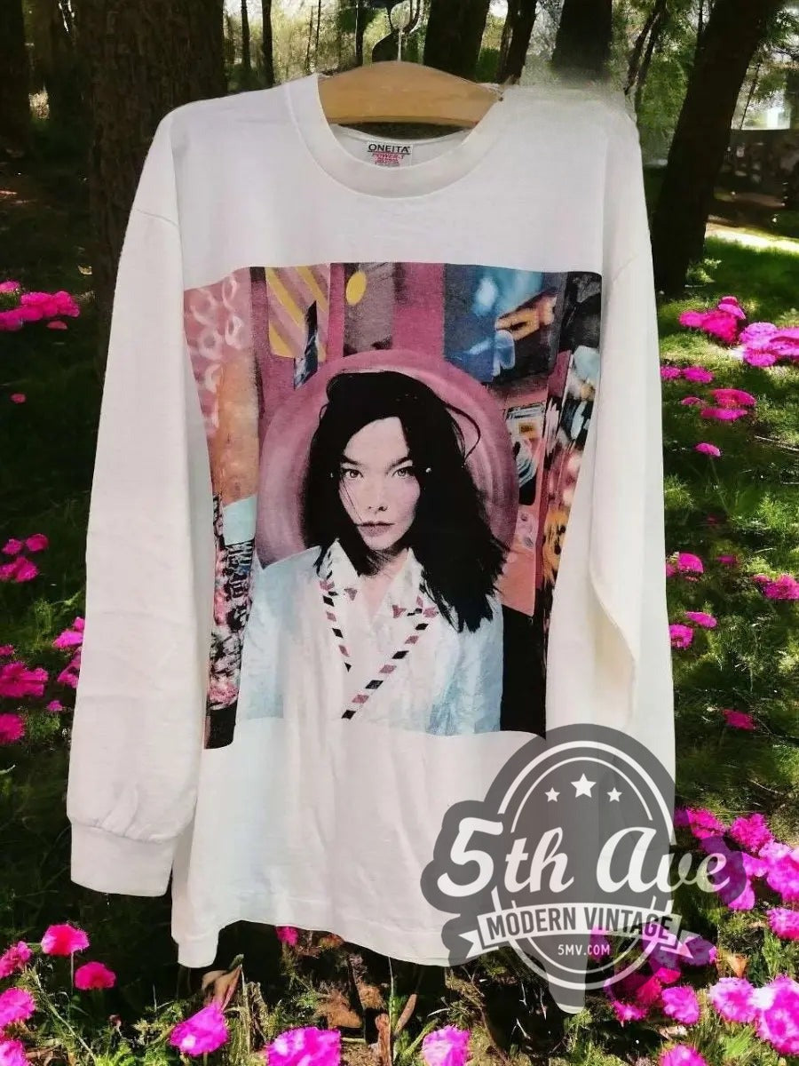 Björk Post Album vintage band long sleeve t-shirt, front view on the 5MV rack