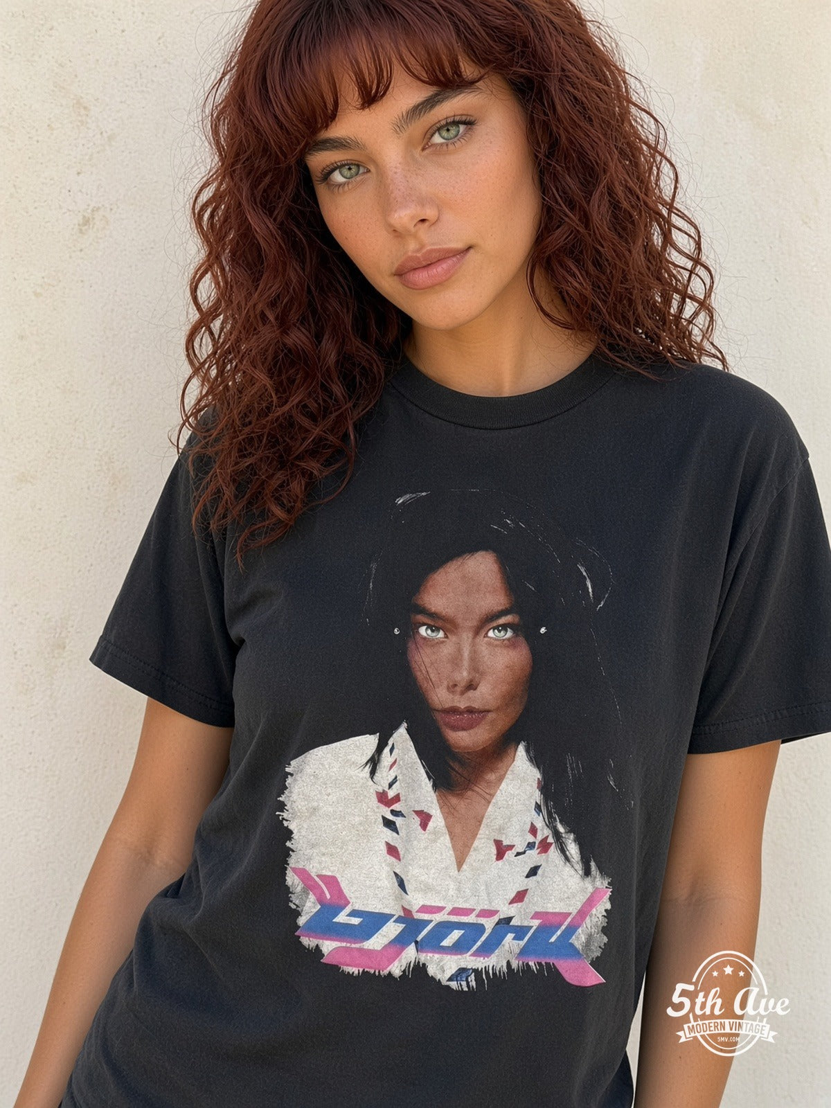 Model wearing Björk Post Hyperballad vintage t-shirt