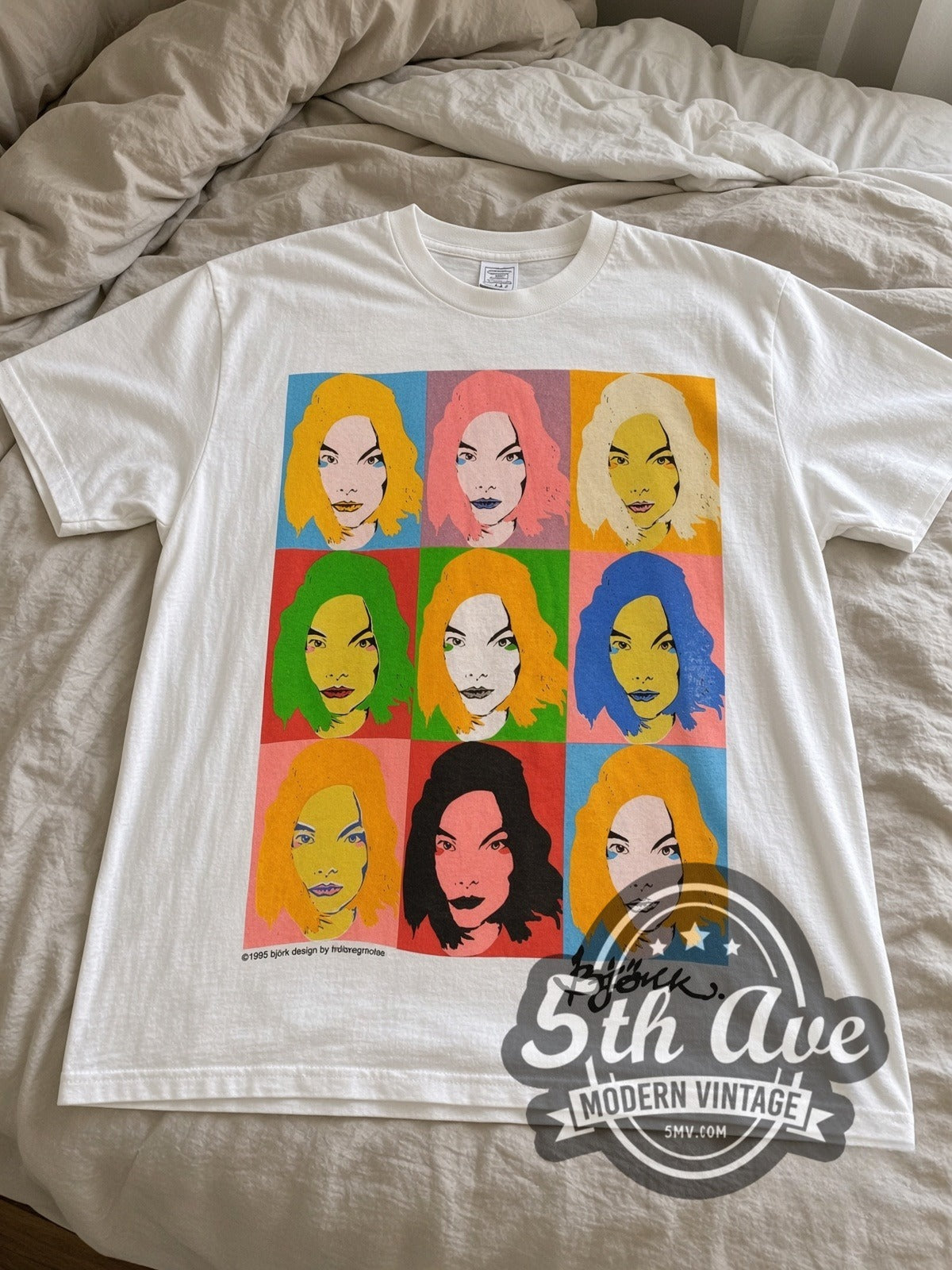 Björk POST Warhol Grid vintage band tee laid flat