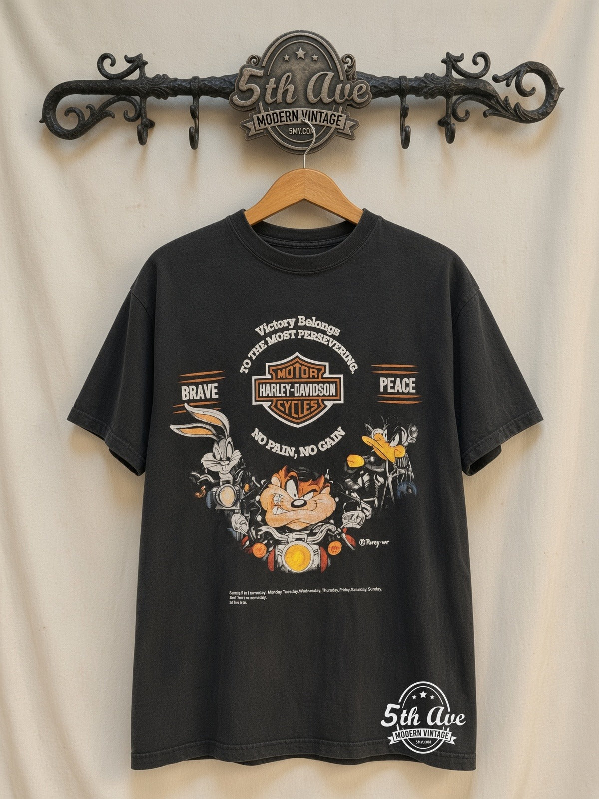 Harley-Davidson Looney Tunes Victory Belongs To The Most Persevering vintage harley t-shirt on rack