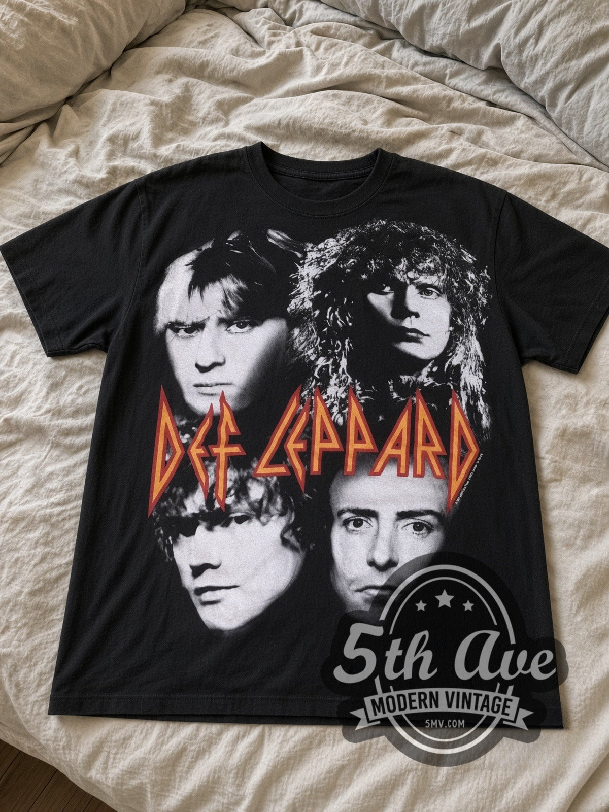 Def Leppard Never Ending Weekend Tour 93 all-over-print vintage band tee laid flat