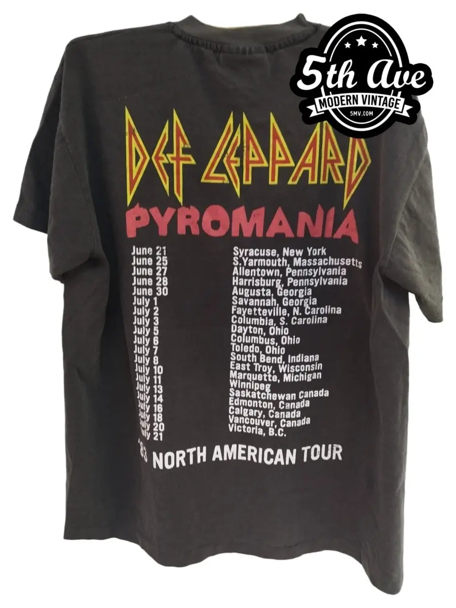Def Leppard Pyromania '83 North American Tour T shirt Too Late For