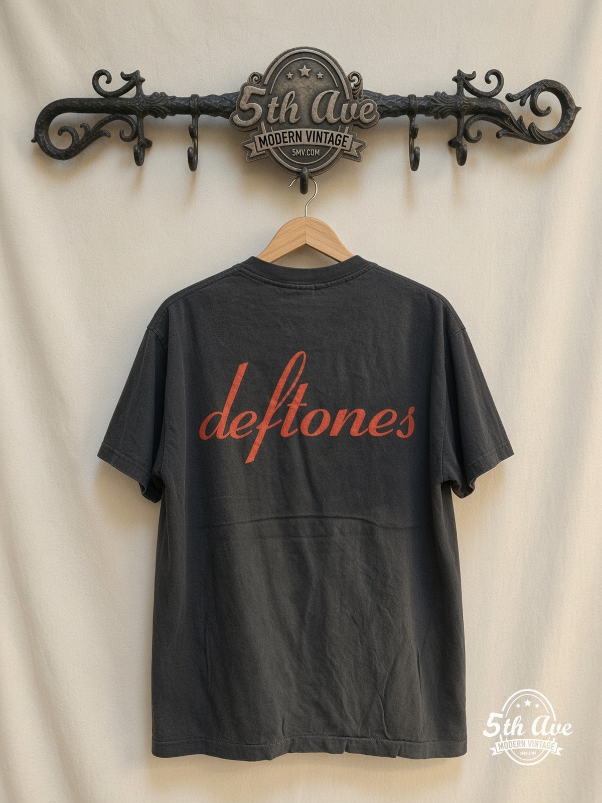 Deftones Woman Face Red Script vintage t-shirt back on rack
