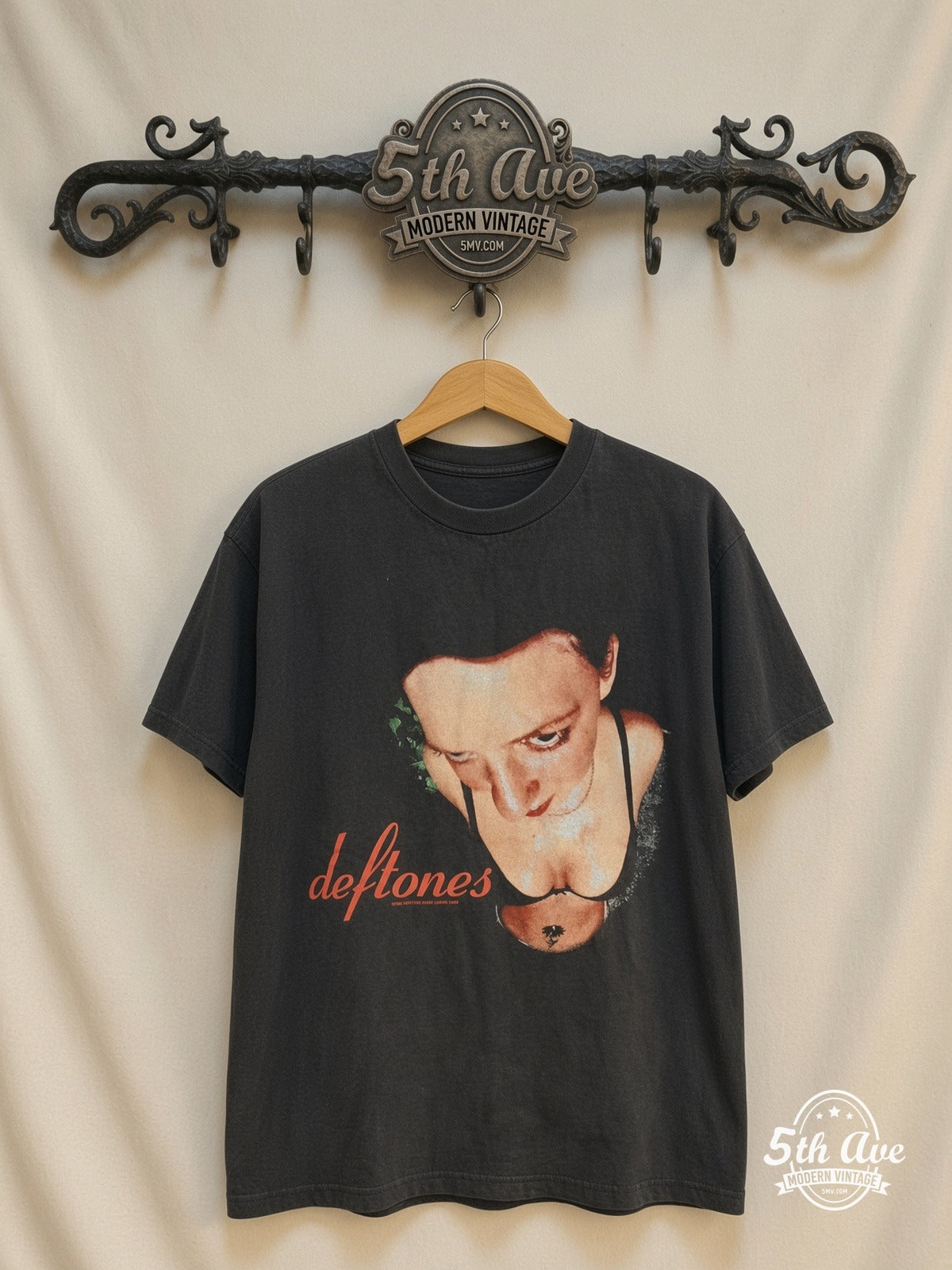 Deftones Woman Face Red Script vintage band t-shirt on rack