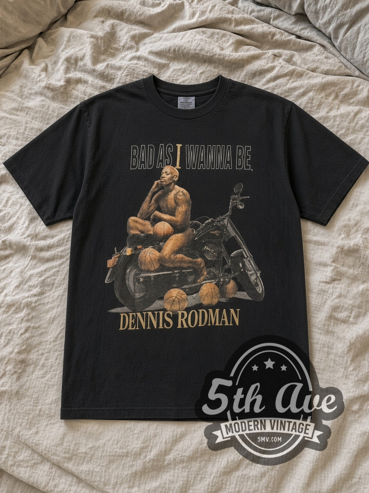 Dennis Rodman Bad As I Wanna Be vintage basketball tee laid flat