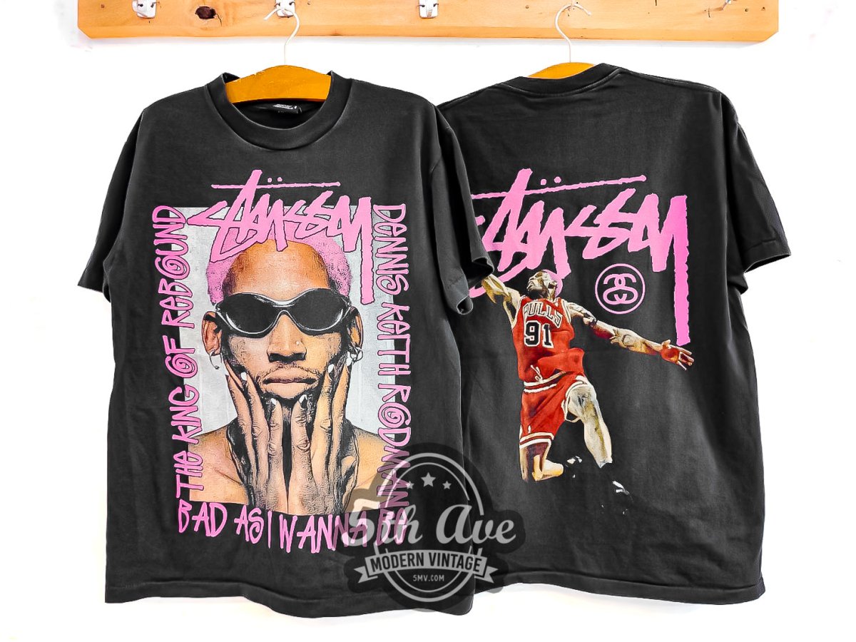 Dennis Rodman X Stüssy "The King of Rebound" - Vintage Reprint T-Shirt - Vintage Band Shirts