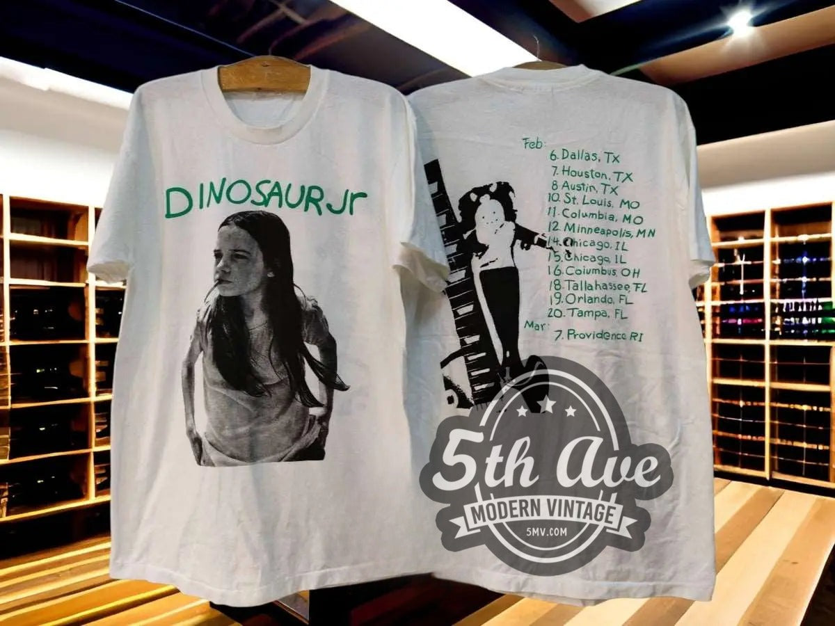 Model wearing Dinosaur Jr. Single stitch tour T vintage band tee