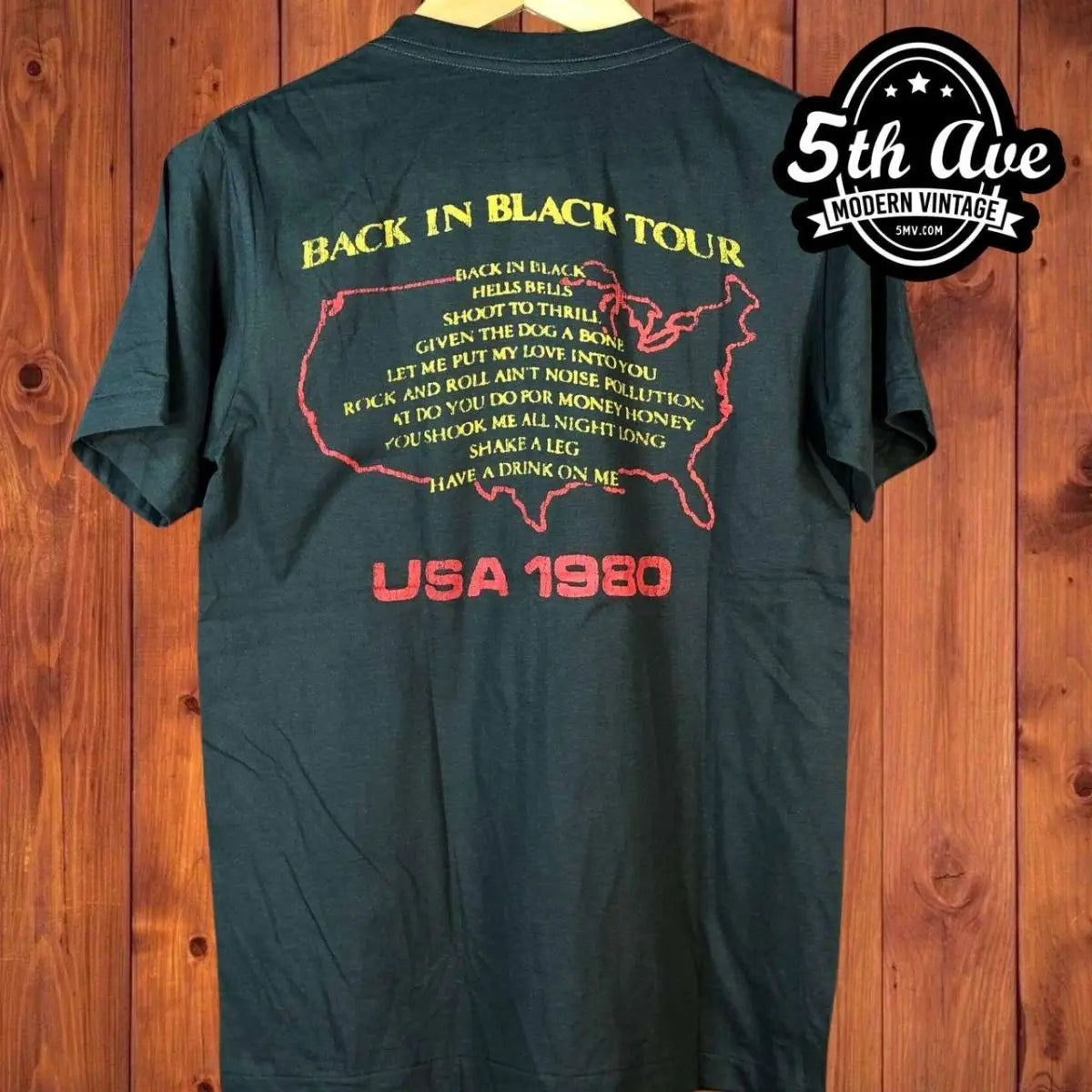 Experience the Thunderous Energy of the AC/DC 1980 Tour with Our Single Stitched Crew Neck Short Sleeve t shirt - Vintage Band Shirts