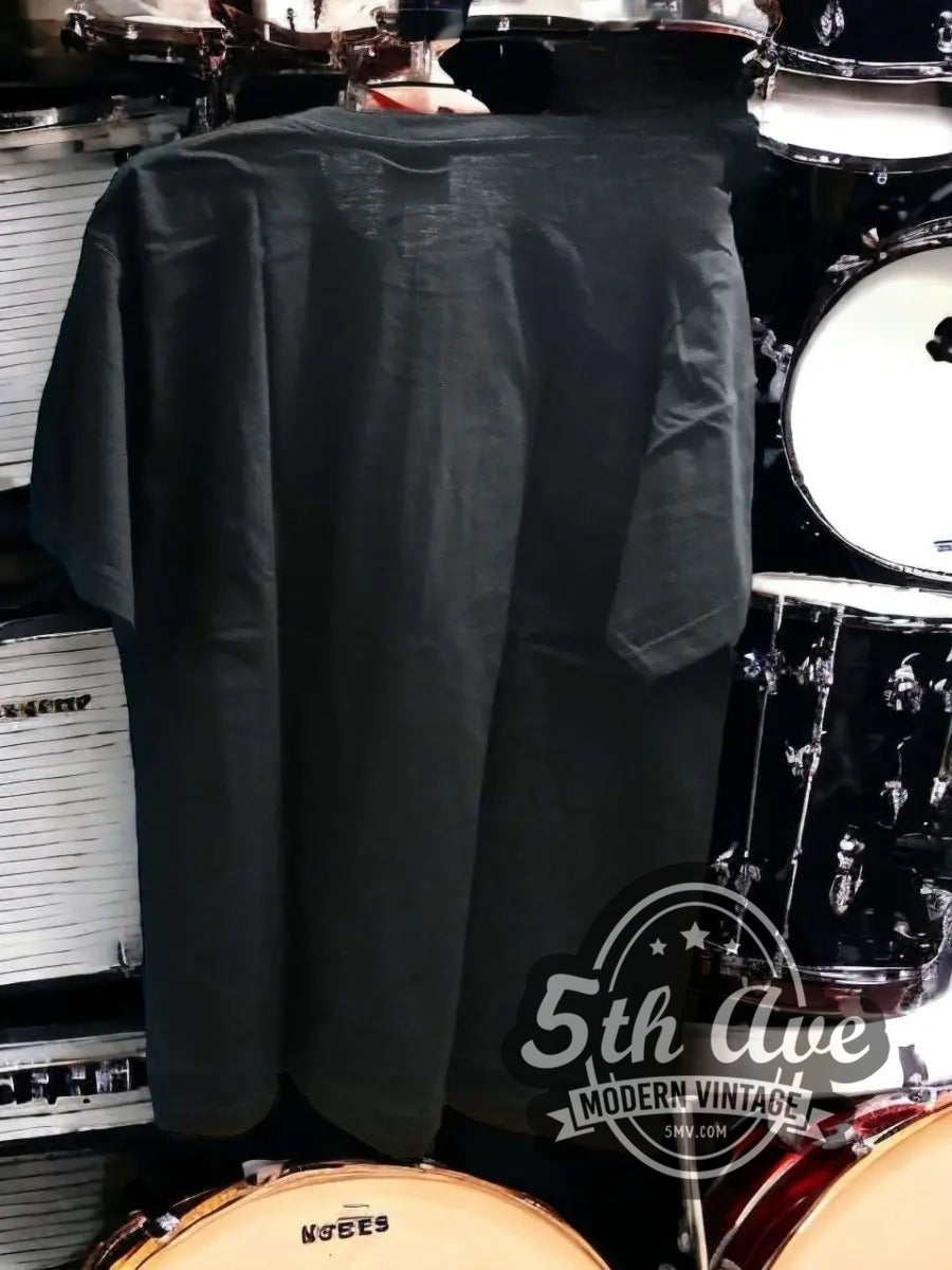 Frank Zappa – Playing Guitar B&W Photo band t-shirt hanging on a hanger